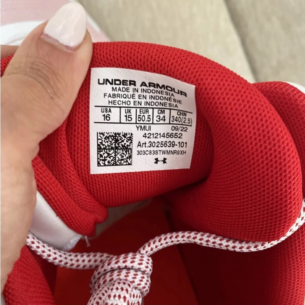 Under Armour Men's Command Mid Lacrosse Sneakers Cleat Shoe Red NEW Size 16 - Picture 4 of 8